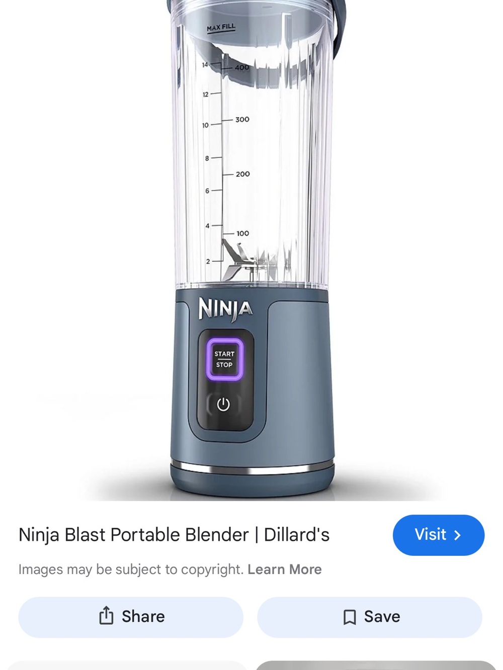 Ninja Portable Personal Blender in Steel Blue with Purple Accent